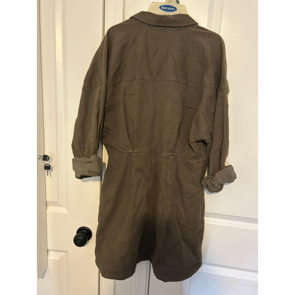 Women's Express olive gree Button-Down Shirt Dress Size L - Picture 2 of 3